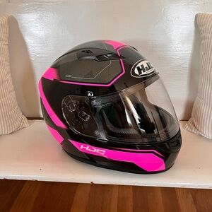 HJC Women's Black and Pink Motorcycle Helmet